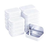 Forever bene Caja de metal pequeña con tapa, 20 latas de metal con tapas, toallitas para lentes, contenedor de almacenamiento, mini caja portátil vacía con bisagras para organizar (blanco, 20 piezas
