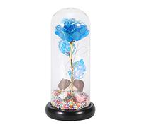 Forever Blooming LED Rose Lamp, Romantic Flower Light with Glass Dome and Wooden Base, Battery Powered Artificial Rose for Wedding, Valentine's Day, Birthday Gift Decor (Azul)