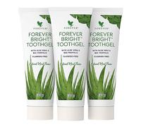 Forever Bright Toothgel, pasta de dientes sin flúor, suave, sabor menta refrescante, fortalece las encías, certificado dermatest, sin gluten, para dientes sensibles (3 x 130g)