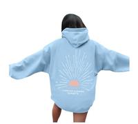 Forever Chasing Sunsets - Sudadera con capucha de anime para mujer, suéter con capucha Y2K, suéter de playa ligero con capucha, ajuste holgado, caricatura, cómodo, a la moda campestre, azul claro, S