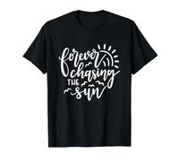 Forever Chasing The Sun, Linda Puesta de Sol, Verano Camiseta gráfica económica, Hombre, Negro, S