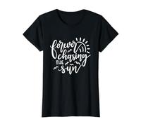 Forever Chasing The Sun, Linda Puesta de Sol, Verano Camiseta gráfica económica, Mujer, Negro, XL