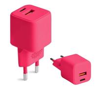 FOREVER COLORUM Cargador USB C USB A 30W Magenta - Función de Carga Rapida y Tecnología Power Delivery - Cargador Rapido USB con Carcasa Resistente al Fuego y Tecnología GAN - USB A USB C Charger