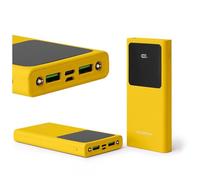 FOREVER Colorum Power Bank 10000mAh Amarillo - Bateria Portatil USB-C microUSB - PowerBank con Pantalla LED -Carga Simultánea de Dos Dispositivos - Bateria Externa Carga Rapida con Dos Indicadores LED
