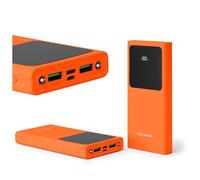 FOREVER Colorum Power Bank 10000mAh Naranja - Bateria Portatil USB-C microUSB - PowerBank con Pantalla LED - Carga Simultánea de Dos Dispositivos - Bateria Externa Carga Rapida con Dos Indicadores LED