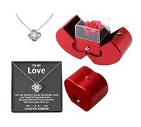 Forever Flower Vitrina - de regalo para collar de rosas, juego romántico de joyería preservada | Elegante regalo de amor para cumpleaños, San Valentín, boda, propuesta, celebración, uso