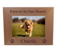 Forever in Our Hearts Custom Dog Memorial Wood Picture Frame Fits 4x6Inch Picture 4x6 Horizontal