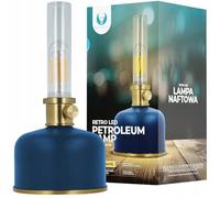 FOREVER Lamparas de Mesita de Noche Retro LED Estilo Lámpara de Aceite Azul - Lampara LED Vintage Inalámbrica con Función de Carga USB-C - Lampara de Mesa LED Vintage con Regulación de Brillo