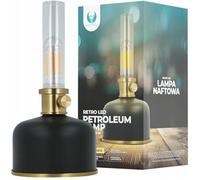 FOREVER Lamparas de Mesita de Noche Retro LED Estilo Lámpara de Aceite Negro - Lampara LED Vintage Inalámbrica con Función de Carga USB-C - Lampara de Mesa LED Vintage con Regulación de Brillo