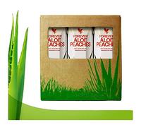Forever living tripack 3x1 litro aloe vera gel sabor arándano manzana et melocotón pulpa 100% natural zumo puro para beber. (Aloe peach)