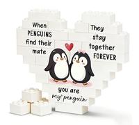 Forever Love Gifts for Her Him, placa de rompecabezas de bloques de construcción de pingüino para aniversario, amor, cumpleaños, San Valentín, boda, confesión de amor, regalos "I Love You"