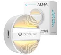 Forever Luz nocturna con Detector de Movimiento para Armario, Estante, Magnético, Carga USB-C, Sensor Crepuscular y Amanecer, Hasta 3 meses con una sola carga, 500 mAh, Blanco