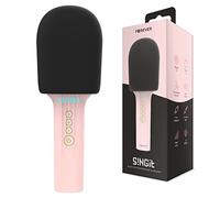 FOREVER Micrófono para karaoke, micrófono Bluetooth para niños, micrófono inalámbrico con altavoz, función de reducción de voz, entrada de tarjeta SD
