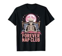 Forever Nap Club Divertido Esqueleto Diseño de Halloween Camiseta