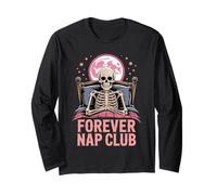 Forever Nap Club Divertido Esqueleto Diseño de Halloween Manga Larga