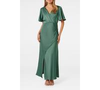 Forever New Chelsea Flutter Sleeves Satin Maxi Dress Burning Sage Talla: 10 | Vestidos Maxi Outlet | Mujer | Verde