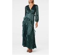 Forever New Declan Plisse Ruffle Midi Dark Green Talla: 8 | Vestidos Maxi Outlet | Mujer | Verde