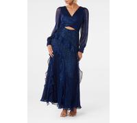Forever New Spencer Plisse Ruffle Midi Dress Midnight Blue Talla: 6 | Vestidos Maxi Outlet | Mujer | Azul