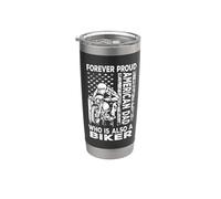 Forever Proud American Dad Who Is Also Biker Dad USA Flag Vaso térmico de acero inoxidable de doble pared