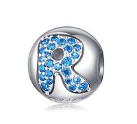 FOREVER QUEEN Abalorio de plata de ley 925 con letra del alfabeto para pulseras europeas, perfecto regalo para el Día de la Madre con caja de regalo, Plata esterlina,