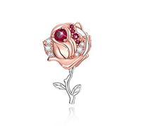 FOREVER QUEEN Charms Flor de Rosa Colgantes de Plata de Ley 925 para Mujer Compatible con Europeo Pulsera Collar