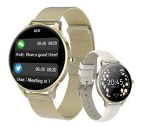 Forever Reloj Inteligente Velora SB-306 para Mujer, Color Dorado, Elegante, con pulsómetro, podómetro, Monitor de sueño, notificaciones, Resistente al Agua, Control de música, cámara, Android e iOS