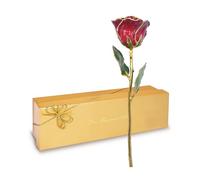 Forever Rose Rosa roja rubí de edición limitada de 24 quilates, la piedra natal de julio, una rosa real única y eterna sumergida a mano en oro de 24 quilates, de 11 a 12 pulgadas