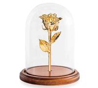 Forever Rose Enchanted Rose Genuine One of a Kind Beauty and The Beast Rose Hand Dipped in 24K Gold & Preserved in Glass Dome Assembled by Hand in The