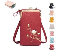 Forever Savour Women Sling Cross-Body Wallet with Mobile Cell Phone Holder, Cell Phone Purses For Women (Red)
