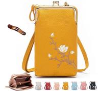Forever Savour Women Sling Cross-Body Wallet with Mobile Cell Phone Holder, Forever Savour Mobile Phone Bag cool (Yellow)