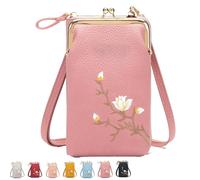 Forever Savour Women Sling Cross-Body Wallet With Mobile Cell Phone Holder, Small Crossbody Purses for Women (Dark pink)