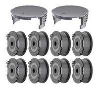 Forever Speed 1.60mm, 4.90m Bobina Cortacésped Compatible con Cortacésped Bosch Easy GrassCut18-230(8 Bobinas de Repuesto, 2 Tapones)
