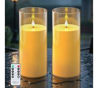 Forever Speed 2PCS Velas LED Grandes Exteriores Impermeables con Mando a Distancia, 10cm x 22.5cm Regulable Acrílico Pilas Velas Sin Llama Decoración Exterior - Dorado
