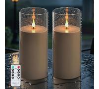 Forever Speed 2PCS Velas LED Grandes Exteriores Impermeables con Mando a Distancia, 10cm x 22.5cm Regulable Acrílico Pilas Velas Sin Llama Decoración Exterior - Gris