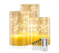 Forever Speed 3 Piezas Velas LED Recargable 1000mAH Luces de Hadas con Temporizador de Mando a Distancia Velas Decorativa Sin Llama para La Decoración Casera del Partido, Acampar, Boda - Blanco