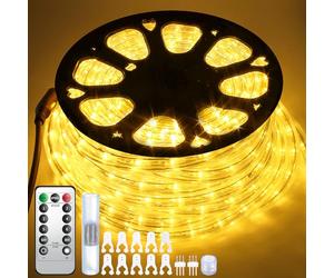 Forever Speed 30M Tubo de LED Manguera Mando a distancia 6 Modos de Brillo Regulable,1080 LEDs Tubo LED Manguera Exterior Temporizador para Navidad Patio Blanco Cálido
