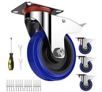 Forever Speed 4 Ruedas de Transporte con Freno Ruedas Giratorias 125mm Hasta 300kg Ruedas de Industriales Accesorios de Montaje Incluidos Ruedas de Muebles Ruedas de Servicio Pesado Galvanizado