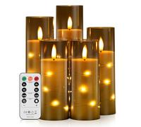 Forever Speed 5PCS Velas LED con Mando a Distancia, Regulable LED Velas Efecto Llama con Cuerdas de Luces Incrustadas Velas Decorativas para La Decoración Casera del Partido - Gris