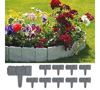 Forever Speed Borde de Jardín Efecto de Piedra 2.5M Borde de Piedra Jardín Patio Decoración Valla de jardín 10pcs Valla Bordes Gris