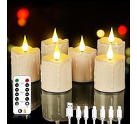 Forever Speed Lámparas de té LED recargables, velas sin llama con función impermeable de cronómetro de control remoto, 6 velas LED para decoración del hogar, navidad, bodas