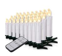 Forever Speed Miafamily, juego de velas de Navidad con 20 o 60 LEDs, inalámbricas, para el árbol de Navidad, con mando a distancia, carcasa amarilla, 30er