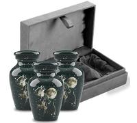 Forever Urnas de cremación para cenizas, urna clásica de cremación de 3 lobos para cenizas humanas, completamente hecha a mano con caja de protección de terciopelo (juego de 3 recuerdos)