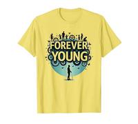Forever Young: Don't Let The Old Man In Vintage Graphic Camiseta, Hombre, Limón, S