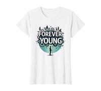 Forever Young: Don't Let The Old Man In Vintage Graphic Camiseta, Mujer, Blanco, S