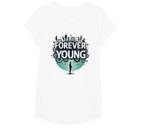 Forever Young: Don't Let The Old Man In Vintage Graphic Camiseta, Niñas, Blanco, XS