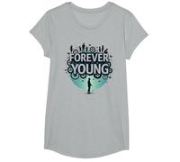 Forever Young: Don't Let The Old Man In Vintage Graphic Camiseta, Niñas, Gris Jaspeado, Pequeña