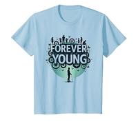 Forever Young: Don't Let The Old Man In Vintage Graphic Camiseta, Niños, Azul Bebé, 6 años