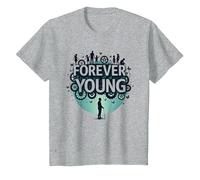 Forever Young: Don't Let The Old Man In Vintage Graphic Camiseta, Niños, Gris Jaspeado, 6 años
