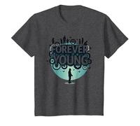 Forever Young: Don't Let The Old Man In Vintage Graphic Camiseta, Niños, Jaspeado Oscuro, 10 años