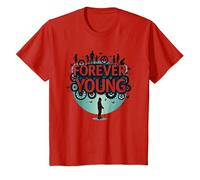 Forever Young: Don't Let The Old Man In Vintage Graphic Camiseta, Niños, Rojo, 6 años